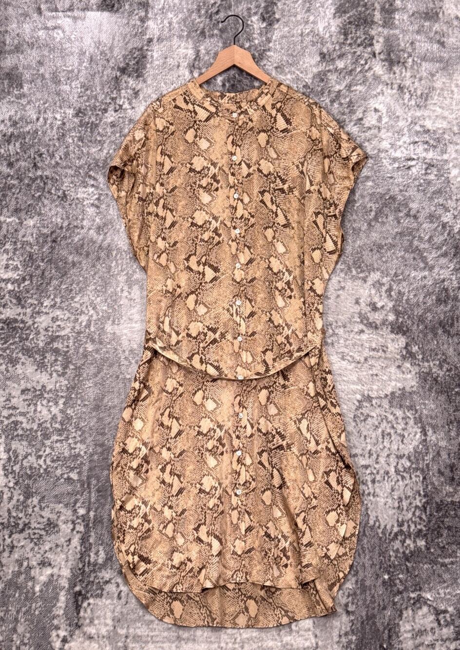 Banana Republic Serenade Silk Shirt Dress XXL Womens Snake Print Midi